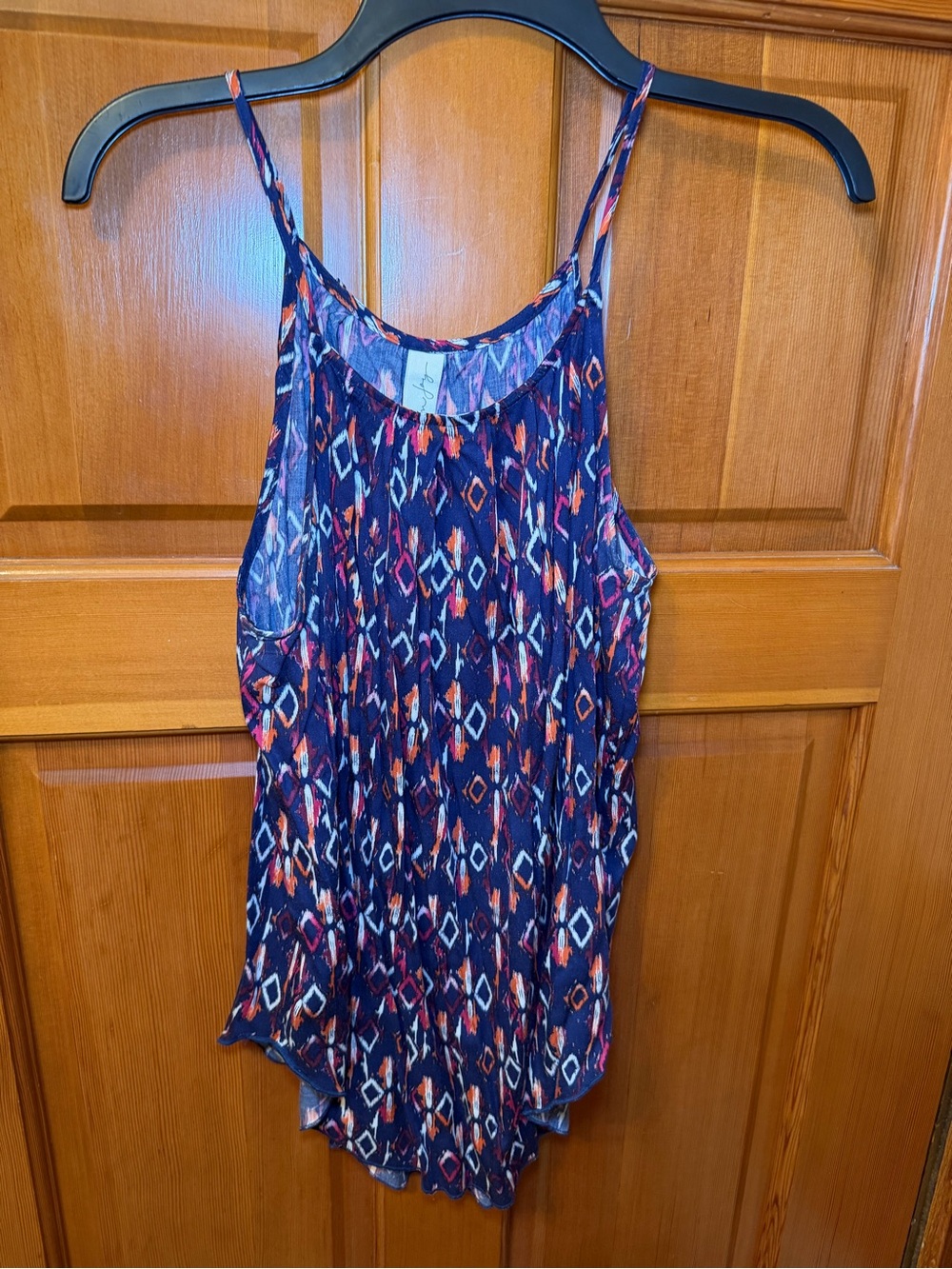Evereve Navy  Printed Spaghetti-Strap Tank Top